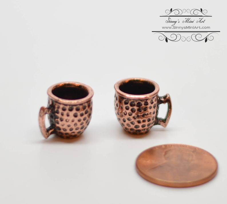 1:12 Dollhouse Miniature Copper Mug Set of 2 BD J101