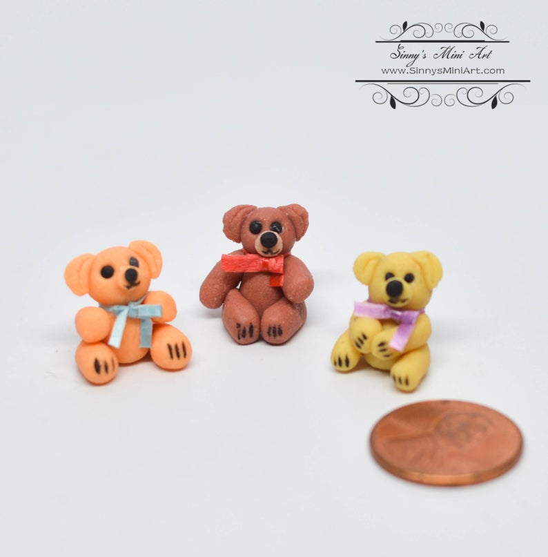 1:12 Dollhouse Miniature Teddy Bears, Set of 3 BD MB002