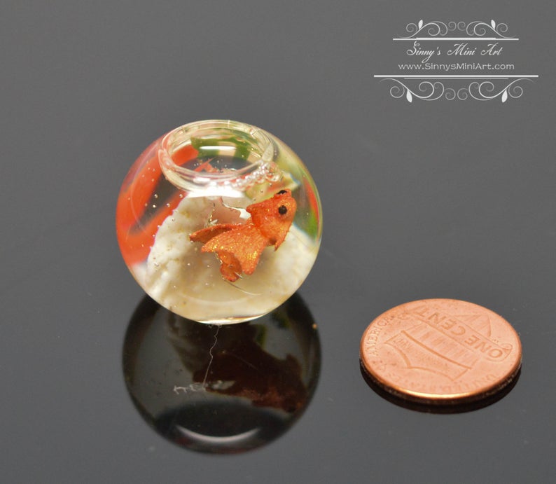 1:12 Dollhouse Miniature Glass Fish Bowl Pet BD MW025