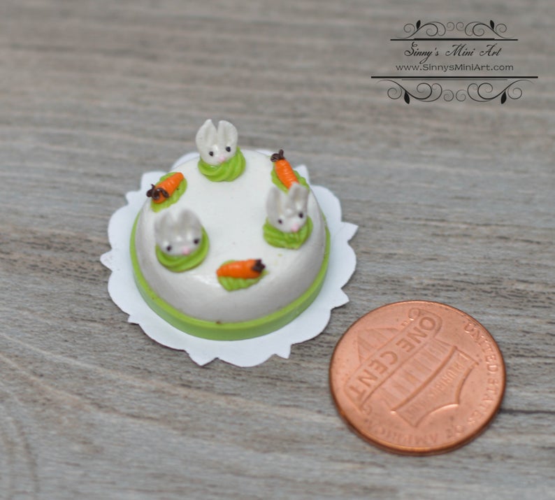 1:12 Dollhouse Miniature Easter Bunny Carrot Cake BD K2117