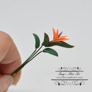 1:12 Dollhouse Miniature Single Orange Bird-of-Paradise with Leaves/BD E2601