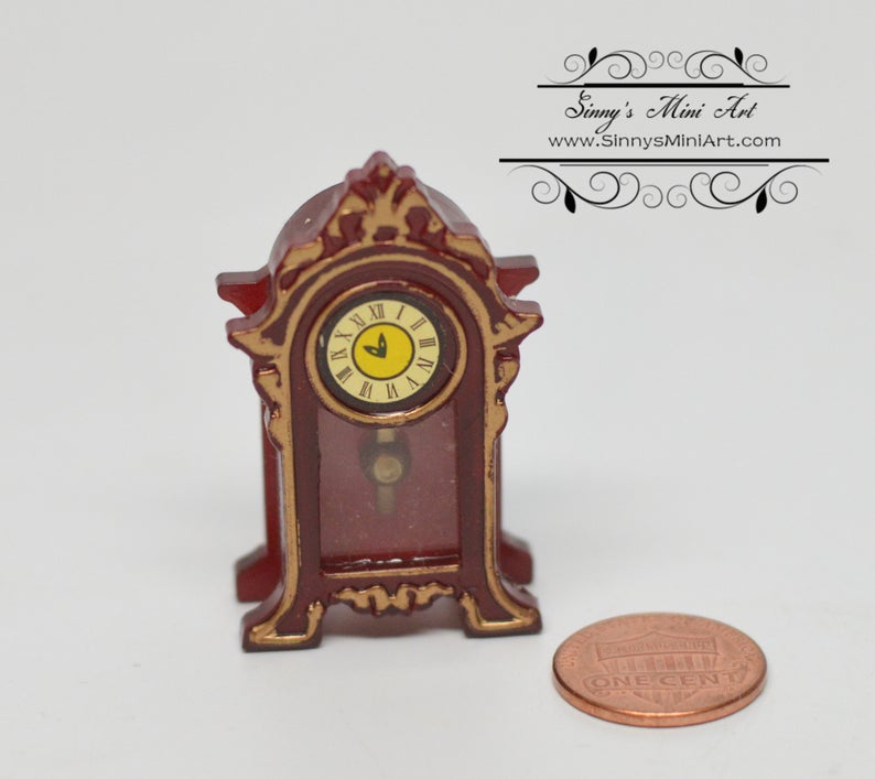 1:12 Dollhouse Miniature Table/ Mantel Clock/ Miniature Antique Clock C81