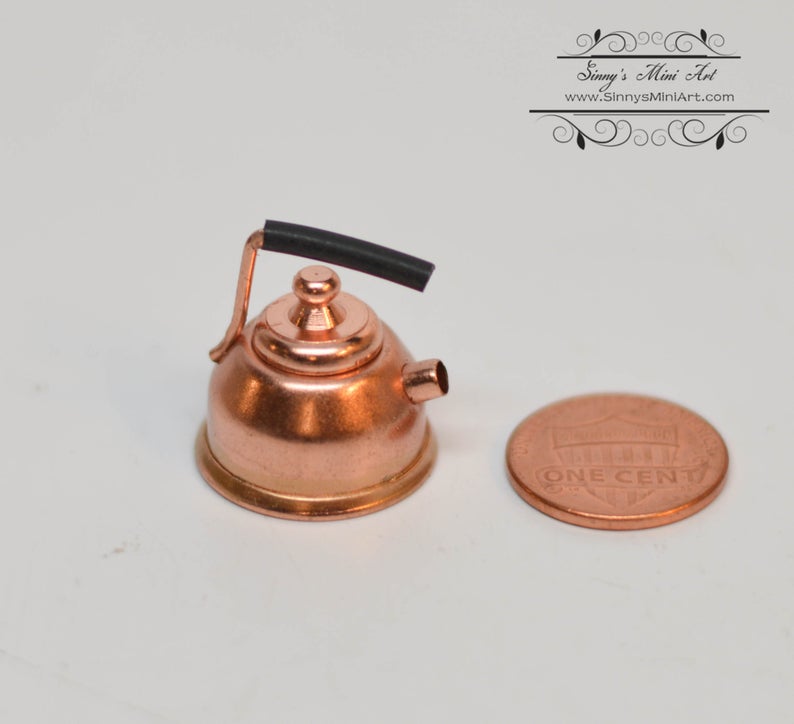 1:12 Dollhouse Miniature Copper Teapot/ Miniature Cookware Mini Teapot C88
