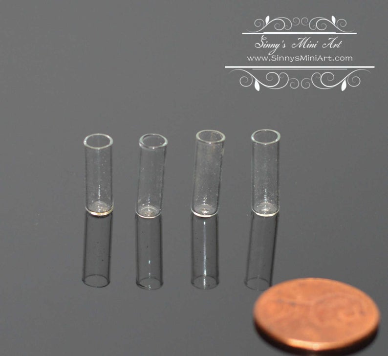 1:12 Dollhouse Miniature Set of 4 Tall Narrow Glasses BD HB029