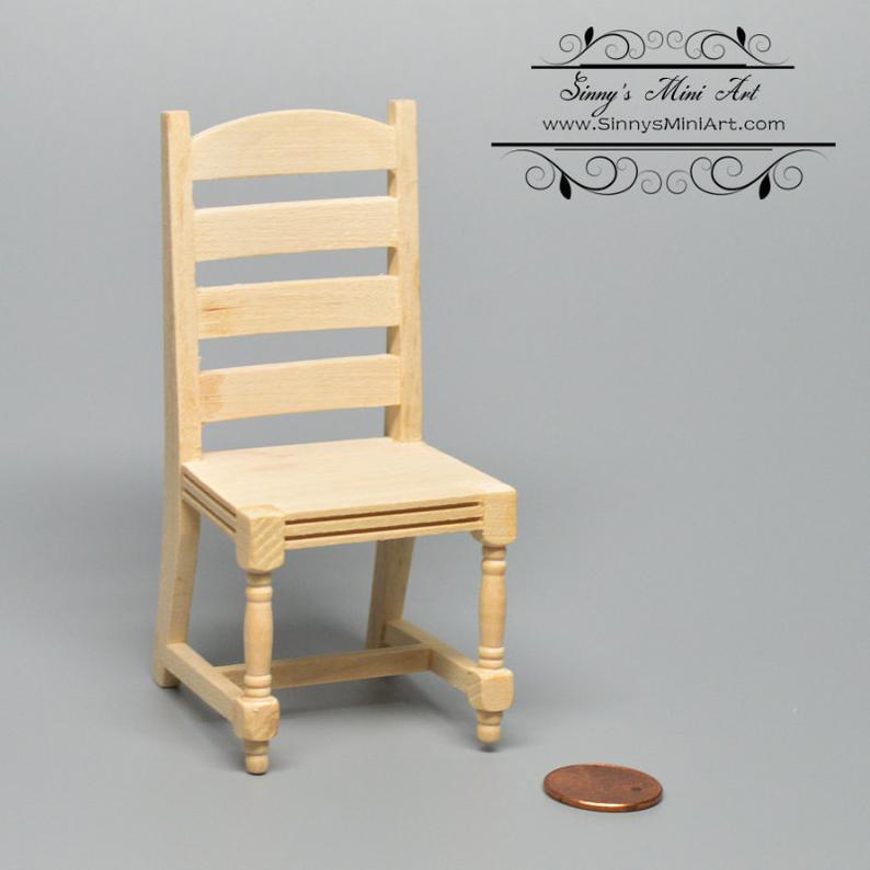 Clearance Sale 1:12 Dollhouse Miniature Ladderback Side Chair AZ CL08677