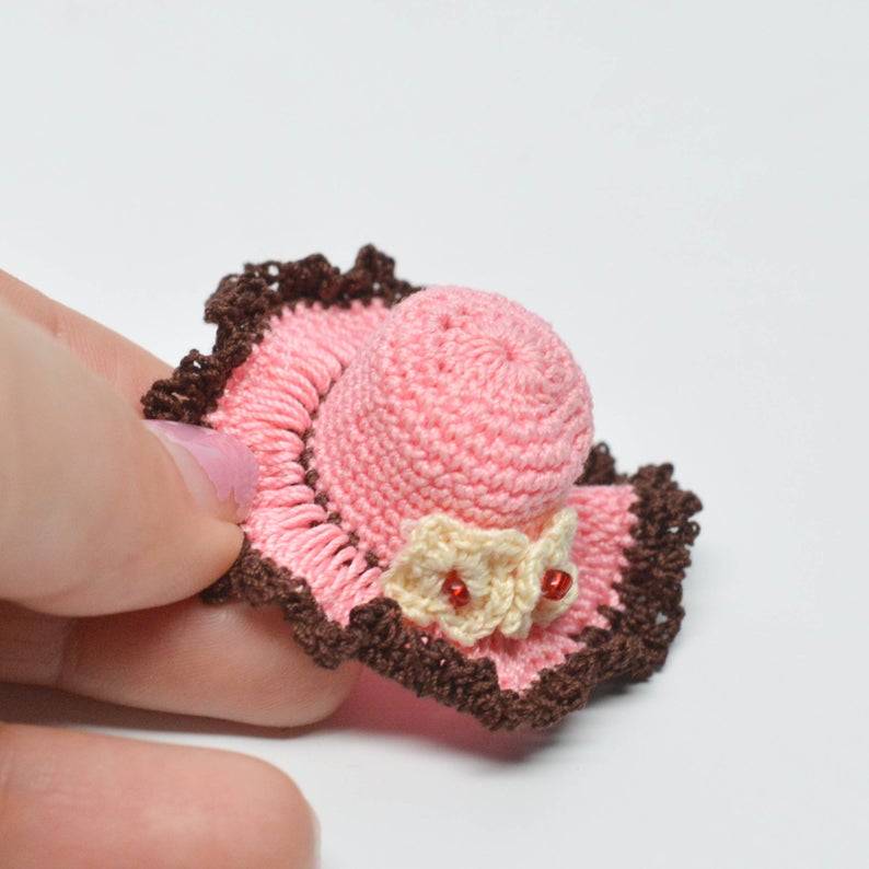 BO 1:12 Dollhouse Miniature Crochet Flower Hat BD D016