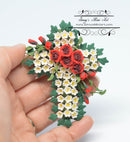 1:12 Dollhouse Miniature Floral Cross/ Miniature Gardening BD A340