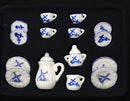 A set (15 pc) of 1:12 Dollhouse Miniature Tea Set/ Miniature plates B35-7