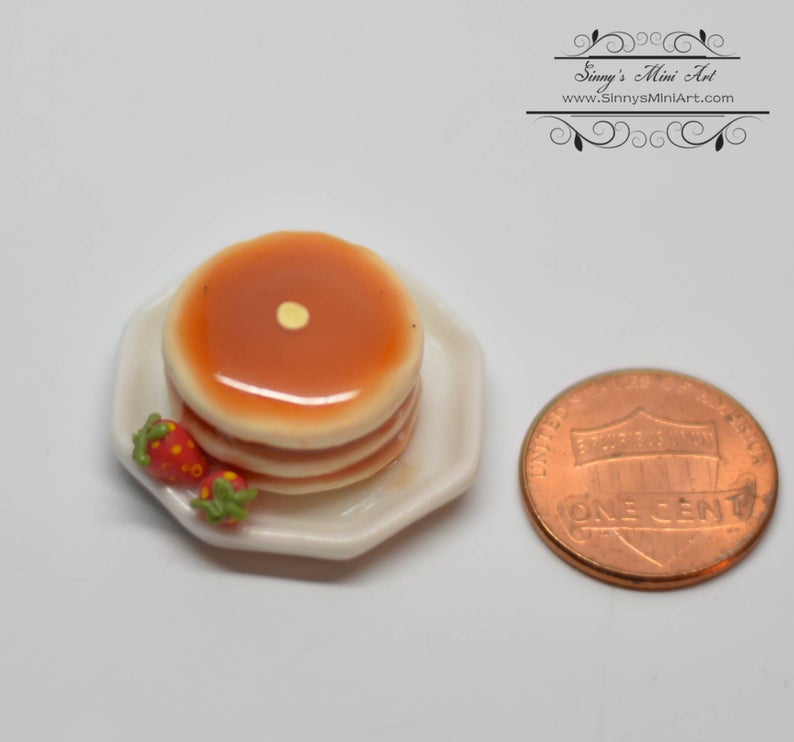 1:12 Dollhouse Miniature Stack of Pancakes on Plate/Miniature Breakfast BD K2659