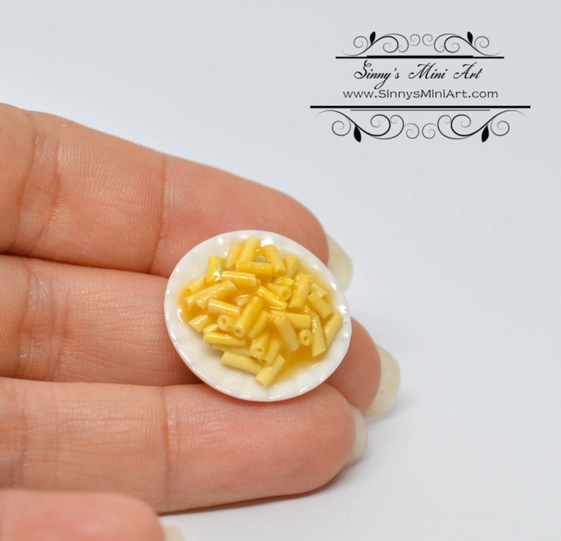 1:12 Dollhouse Miniature Macaroni and Cheese on Plate BD F048