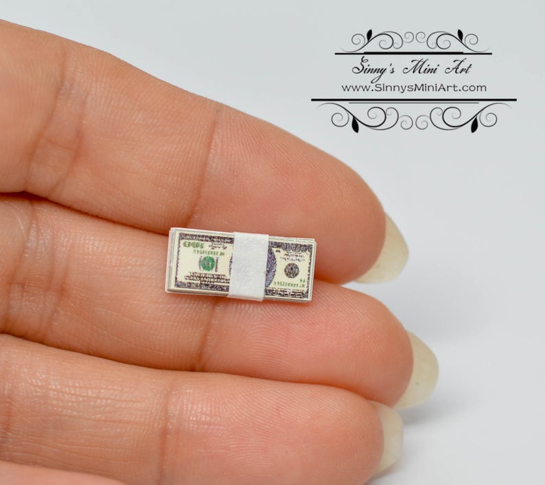 Brand Switched 1:12 Dollhouse Miniature Stack of Money BD H500