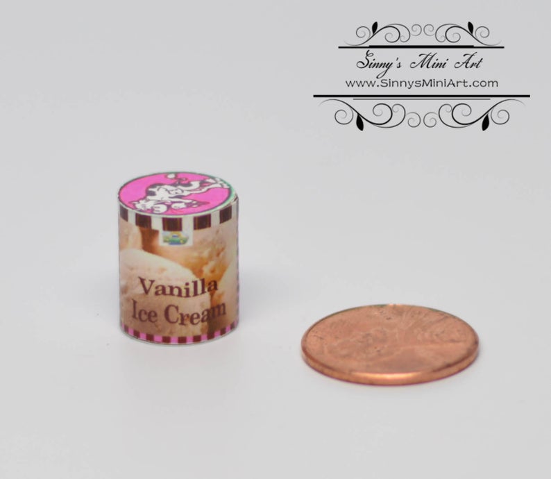 1:12 Dollhouse Miniature Vanilla Ice Cream Tub BD H516