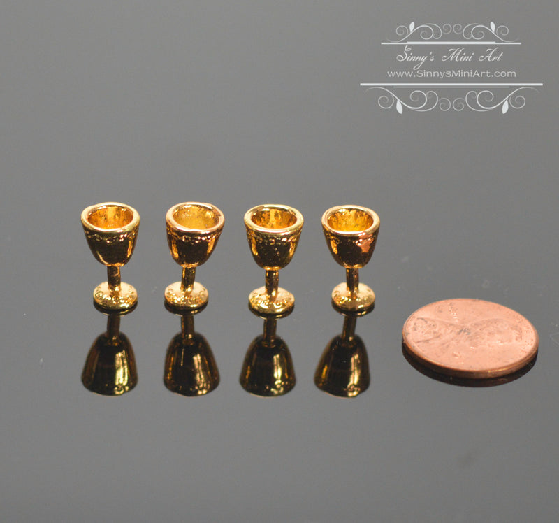 1:12 Dollhouse Miniature Gold Cup Set/4 AZ G8175