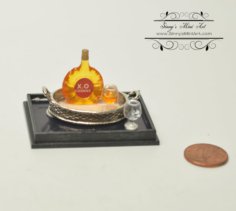 1:12 Dollhouse Miniature Cognac Metal Tray RP 1.620/5