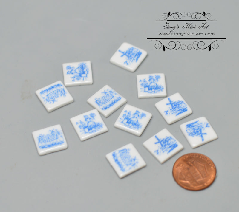 1:12 Dollhouse Miniature Tile Delft 12PC RP 1.791/4