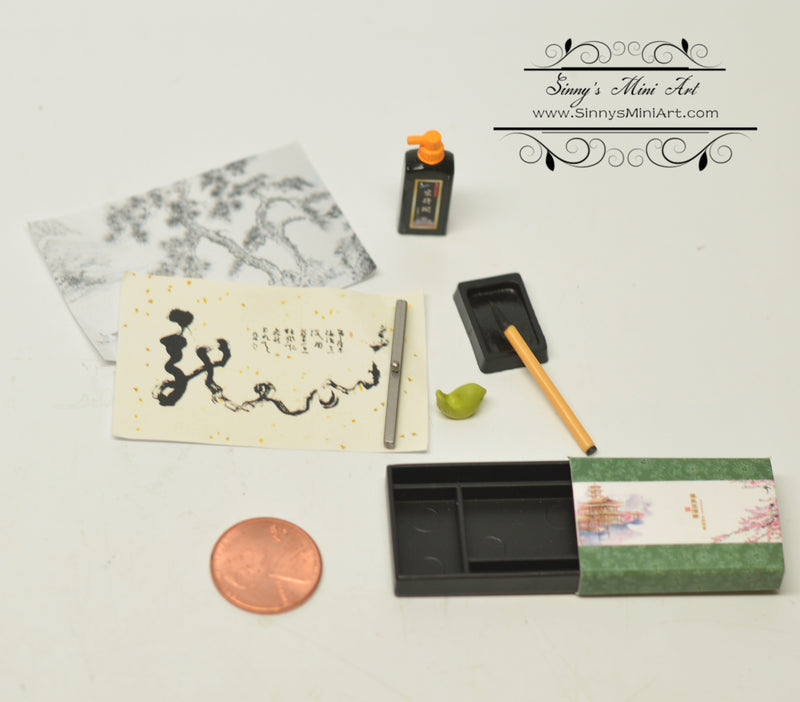 1:6 Dollhouse Miniature Artist Chinese Writing Set/ Miniature Painting H2-A