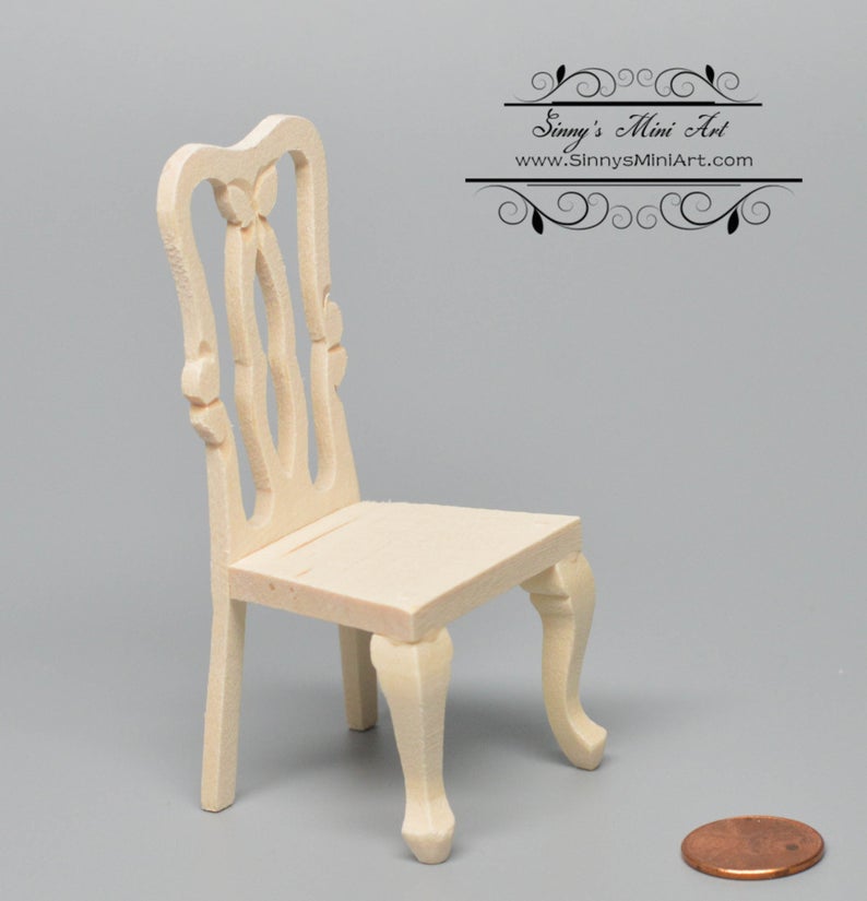 1:12 Dollhouse Miniature Unfinished Side Chair/ Miniature Unpainted Chair AZ CL08702