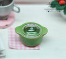 1:12 Dollhouse Miniature Green Ceramic Pot with Glass Lid BD B194