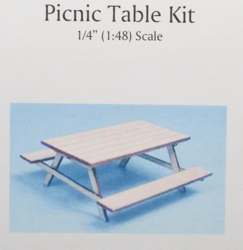 1:48 Dollhouse Miniature Picnic Table Kit/ Quarter Inch Scale Table KBM Q217