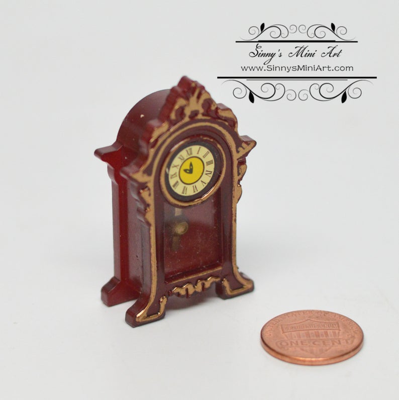 1:12 Dollhouse Miniature Table/ Mantel Clock/ Miniature Antique Clock ...