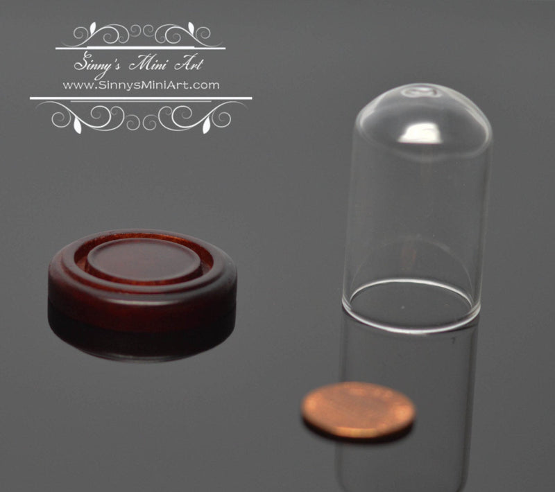 Miniature Glass Dome Display on Wood Base BD SC020