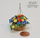 1:12 Dollhouse Miniature Assorted Flowers in Hanging Basket BD A086