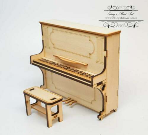 1:12 Dollhouse Miniature Piano and Bench Kit SMA F004