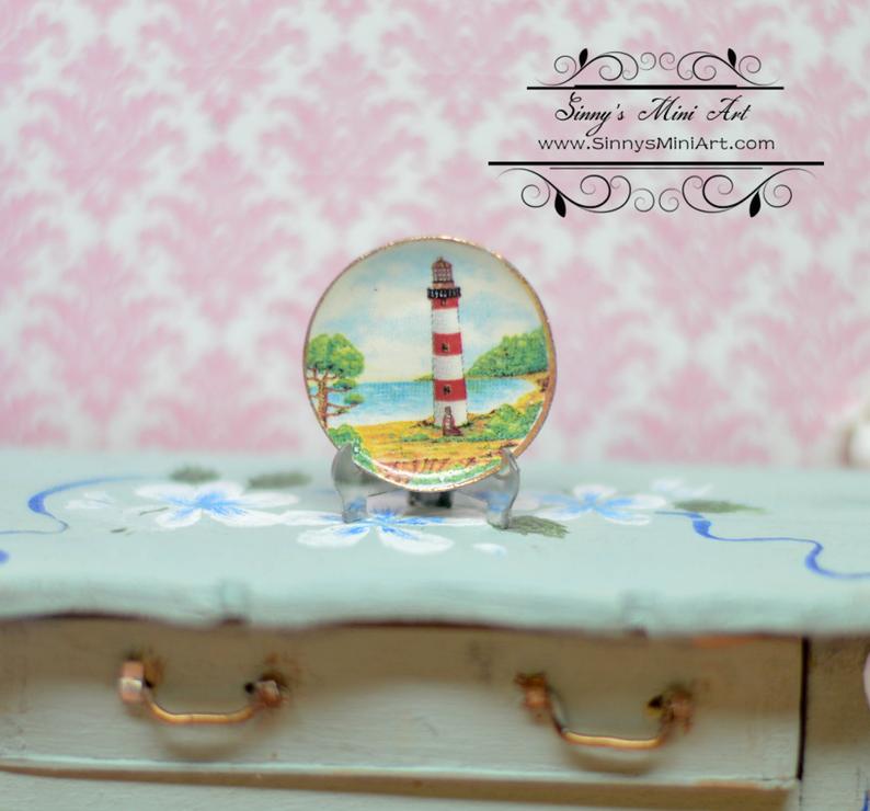 1:12 Dollhouse Miniature Decorative Lighthouse Plate BB CDD593-1