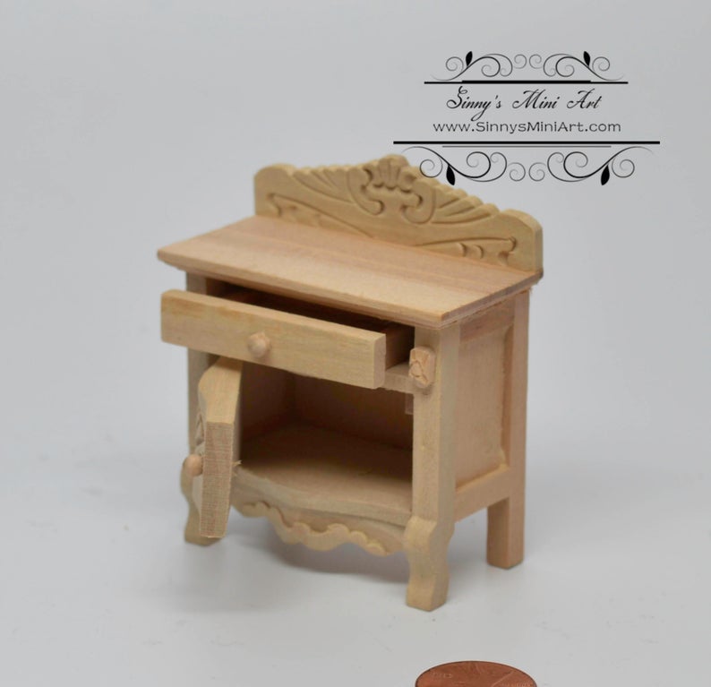 DIS 1:12 Dollhouse Unfinished Night Stand/ Miniature Furniture AZ GW119(Second V)