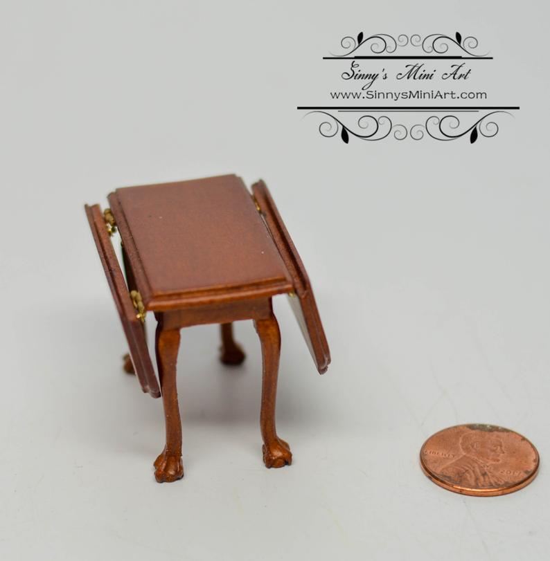 Clearance 1:24 Dollhouse Miniature Jefferson Monticello Drop Leaf Table, Walnut AZ T6908
