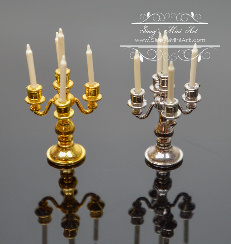 1: 12 Dollhouse Miniature Candelabra with Candles C89