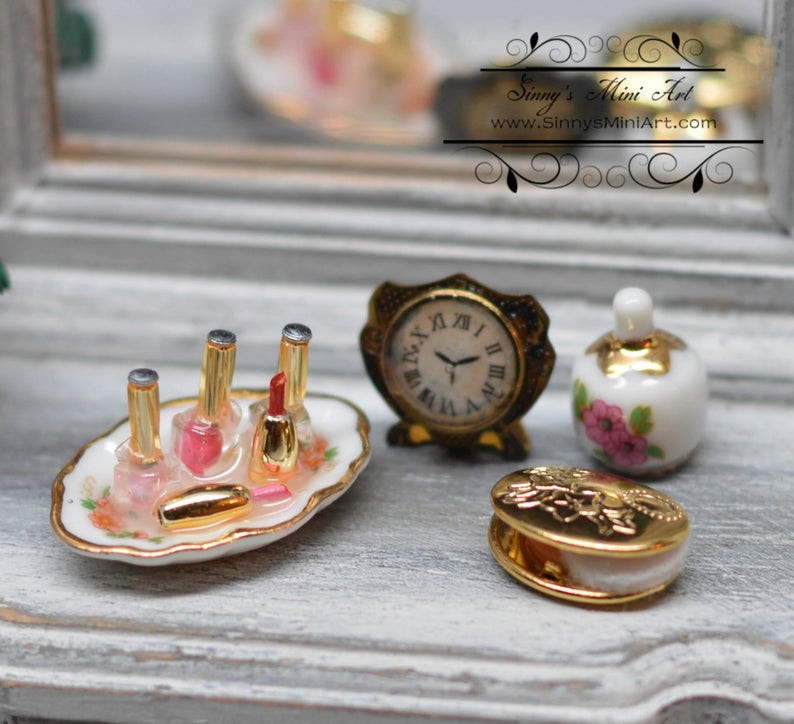1:12 Dollhouse Miniature Perfume and Compact Set / Makeup RP 1.716/5