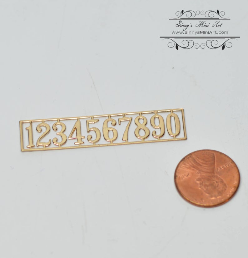 1:12 Dollhouse Miniature House Numbers Set, Gold AZ HW1147
