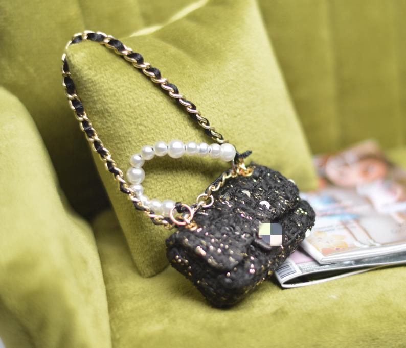 1:6 Miniature Doll Handbag/ Miniature luxury Bag MJ C57-Black