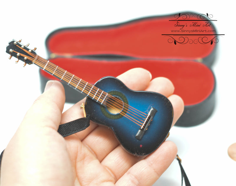 1:12 Dollhouse Miniature Guitar Blue E17-Blue