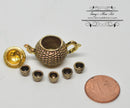 1:12 dollhouse Miniature Tea Pot Tea Cup Gold Dots A89-C