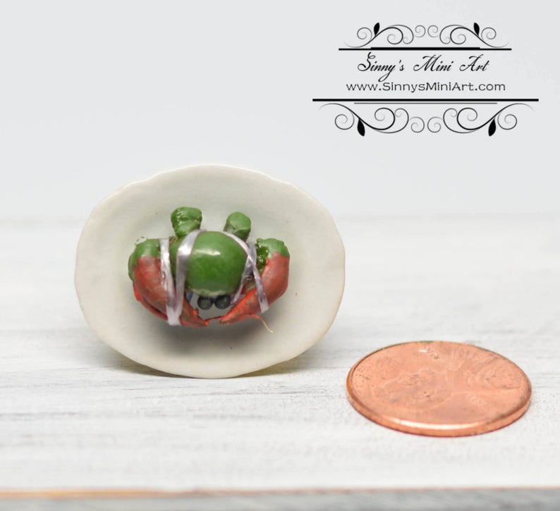 1:12 Dollhouse Miniature Crab on Plate BD K3057