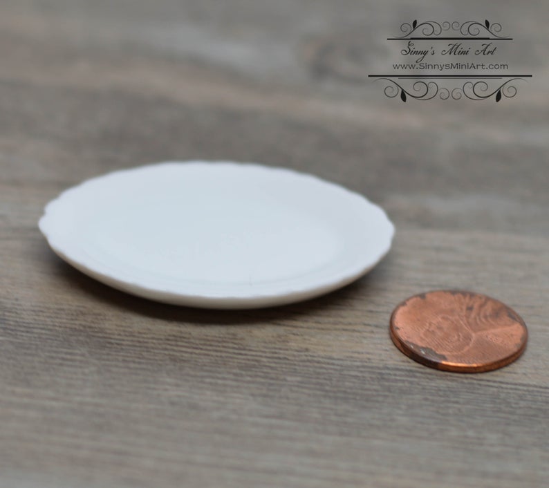 1:12 Miniature Ceramic Oval White Platter B85-2