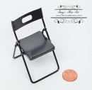 1:12 Dollhouse Miniature Folding Chair, Black Metal AZ T4249