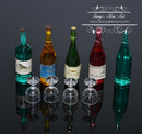 1:12 Dollhouse Miniature Wine Champagne Bottle with Glasses AZ G7330