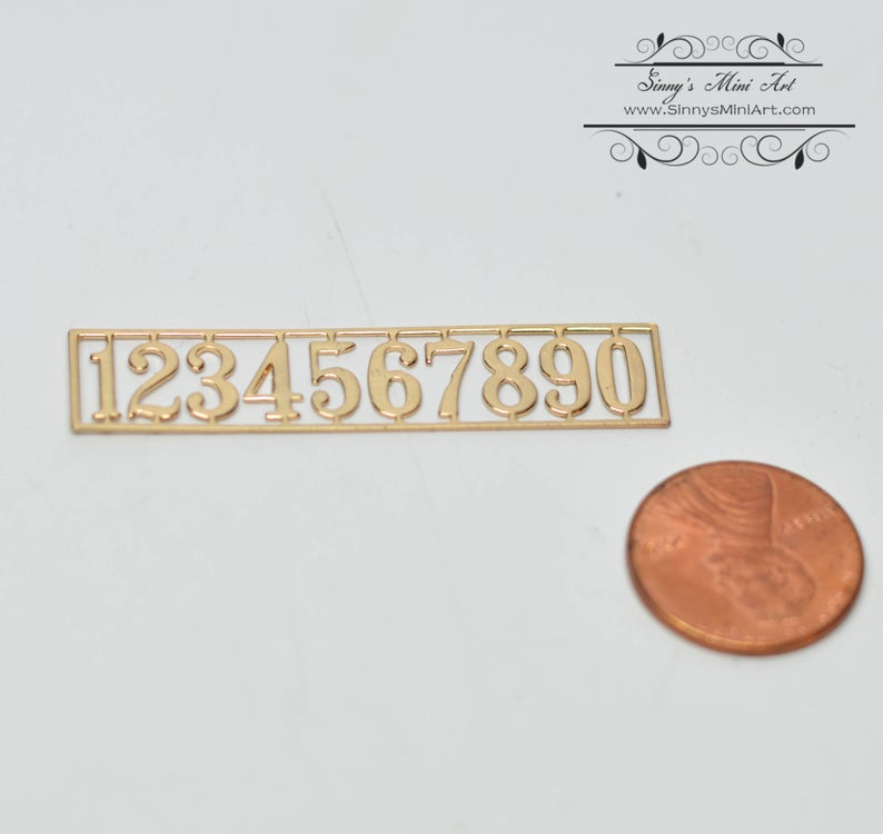 1:12 Dollhouse Miniature House Numbers Set, Gold AZ HW1147