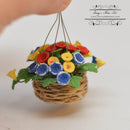 1:12 Dollhouse Miniature Assorted Flowers in Hanging Basket BD A086
