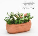 BO 1:12 Dollhouse Miniature Assorted Flowers in Clay Planter, Pink BD A077