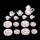 A set (15 pc) of 1:12 Dollhouse Miniature Tea Set/ Miniature plates B35-6