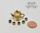 1:12 dollhouse Miniature Tea Pot Tea Cup Gold Leaf A89-H