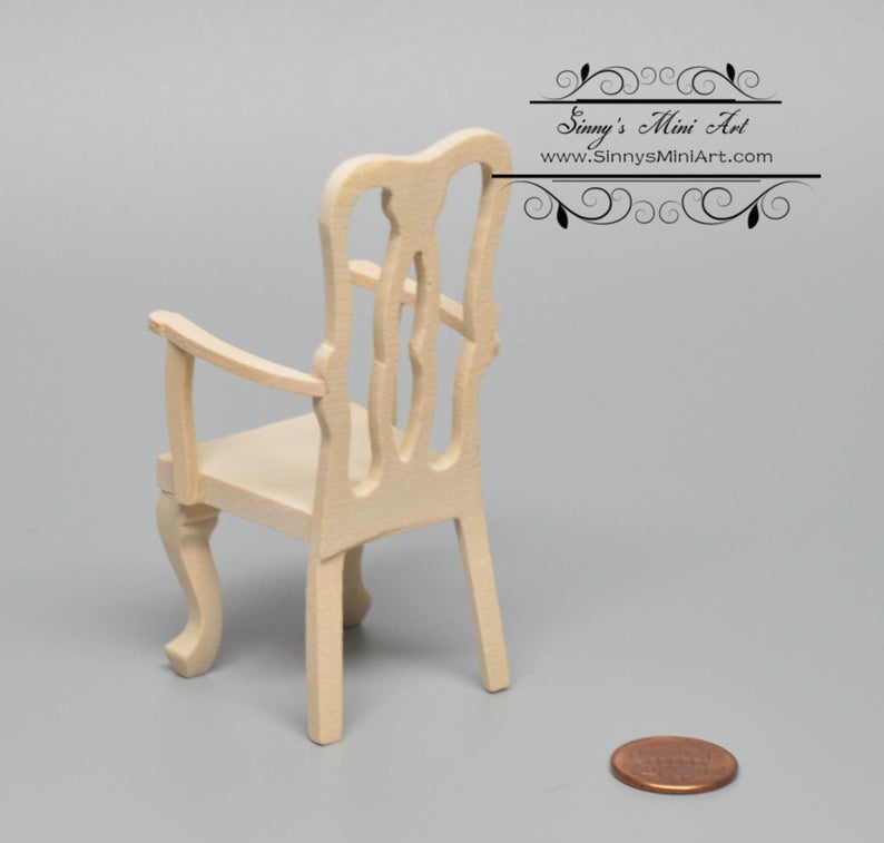 1:12 Dollhouse Miniature Unfinished Side Chair/ Miniature Unpainted Chair AZ CL08686
