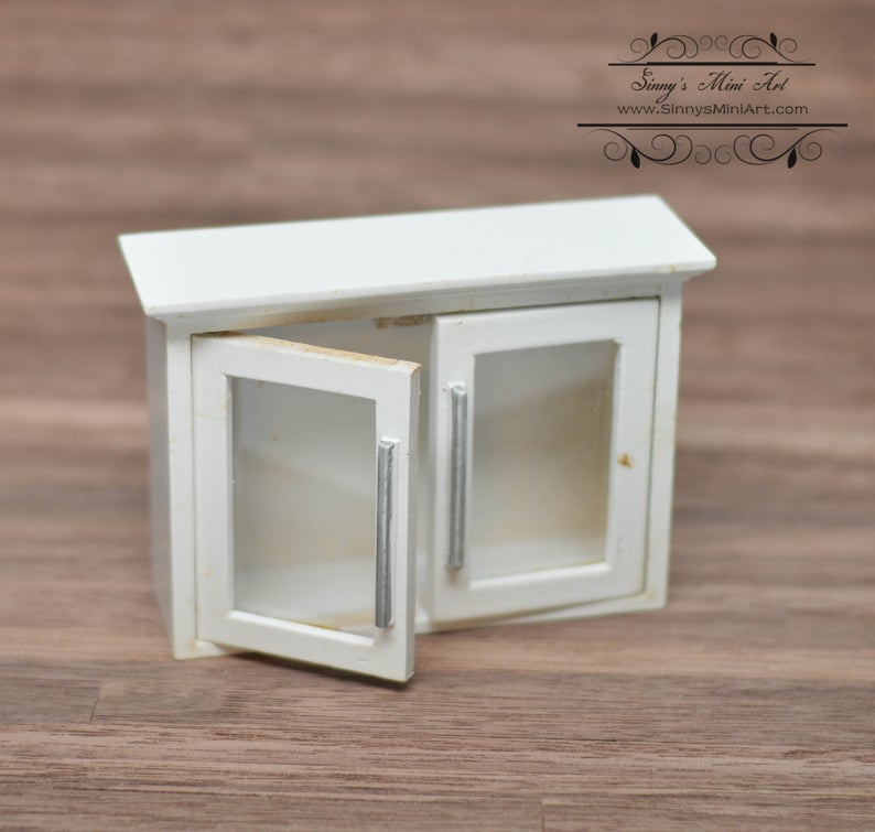 1:12 Dollhouse Miniature Silver Fridge with Cabinet-/Miniature Fridge AZ GM015
