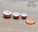 1:12 Dollhouse Miniature Pink Ceramic Bowl Set 3 Pieces/ BD B302