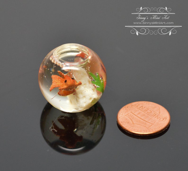 1:12 Dollhouse Miniature Glass Fish Bowl Pet BD MW025