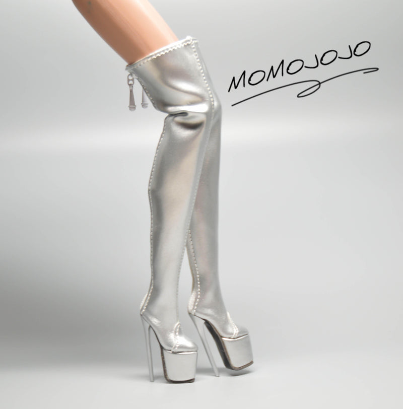 Luxury Miniature Doll Boots Silver MJC51-Silver